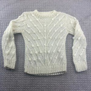 Vintage 70s Knit Sweater Women Small White Clothes To You Interlocking Knits